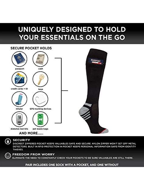 Buy Pocket Socks Womens Travel Security Socks With Zip Pocket For