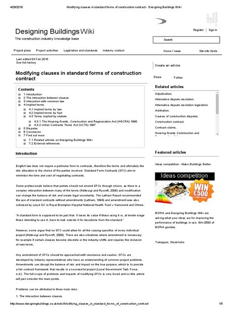 Y.l., new engineering contract (nec) 1993 as radical changes to the malaysian standard forms of contract, graduate thesis, universiti. Modifying Clauses in Standard Forms of Construction ...