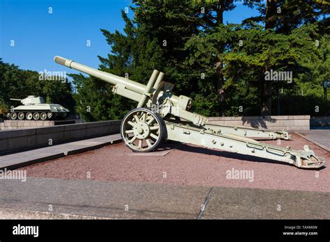 Soviet Artillery Gun From World War Two In Berlin Germany Near The