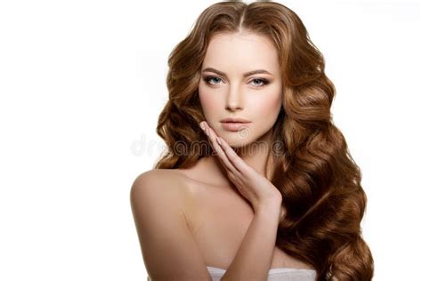 Long Hair Waves Curls Hairstyle Hair Salon Updo Fashion Mode Stock