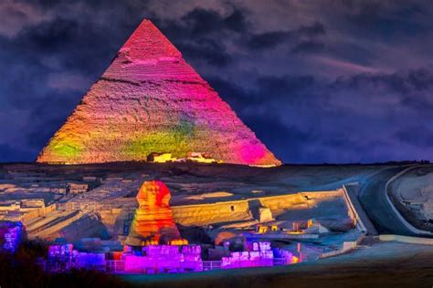 View Of The Great Sphinx Pyramid Of Khafre At Night Cairo Giza Egypt Travel Egypt
