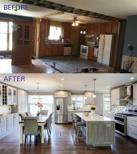 Before And After Of This Beautiful Open Concept Kitchen The B Split Level Kitchen Remodel