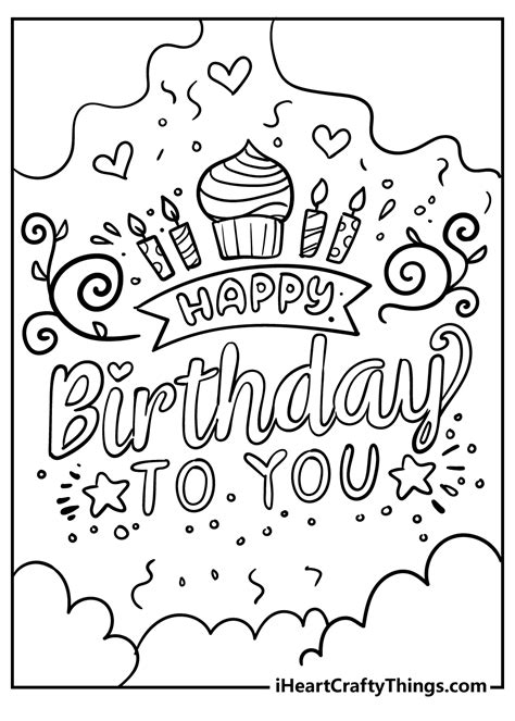 Printable Happy Birthday Coloring Page Updated 2022 Coloring Home