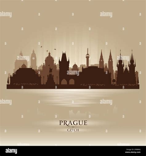 Prague Czech City Skyline Vector Silhouette Illustration Stock Vector