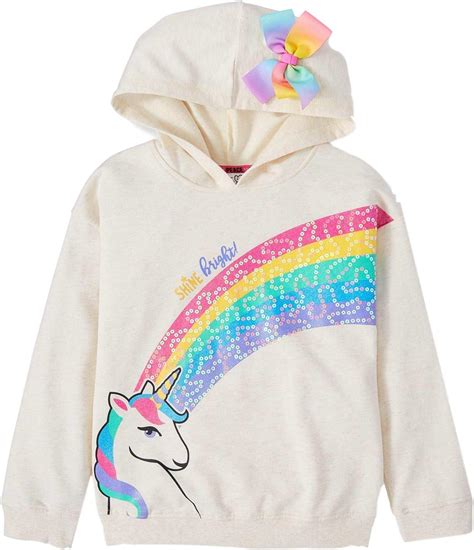 Kkc Unicorn Hoodie For Girls Jojo Rainbow Bright Sequin Sweatshirt 7 8