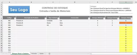 Planilha Para Controle De Estoque Excel R 1090 Em Mercado Livre
