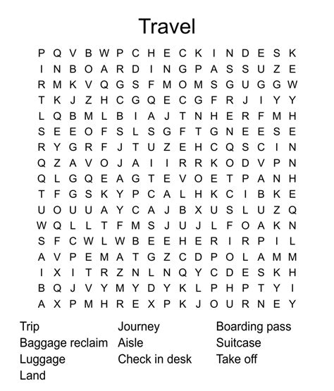 Travel Word Search Wordmint
