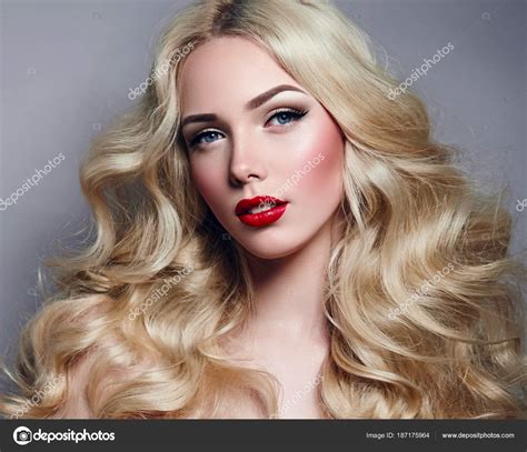 Beautiful Young Girl Luxurious Light Wavy Hair Close