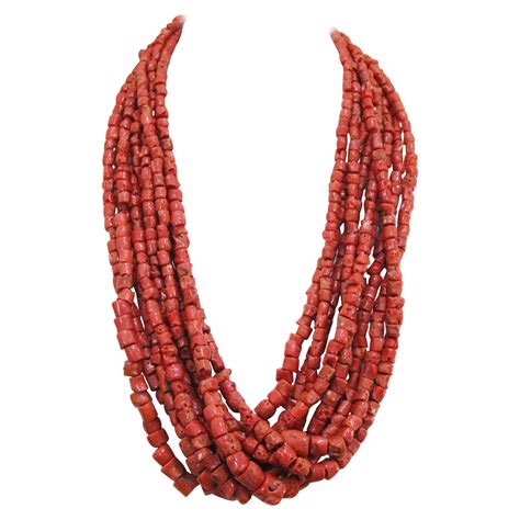 19th Century Coral 18 Karat Gold Multi Strand Necklace Netherlands For