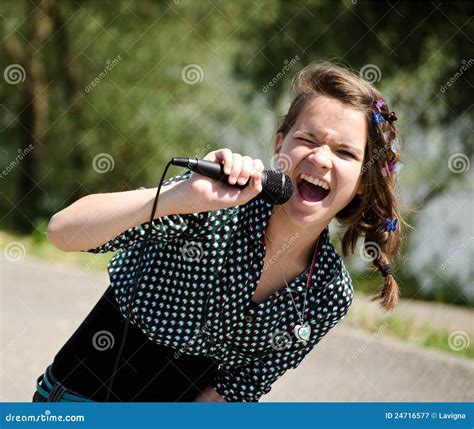 Girl Singing Stock Image Image Of Girl Enjoyment Female 24716577