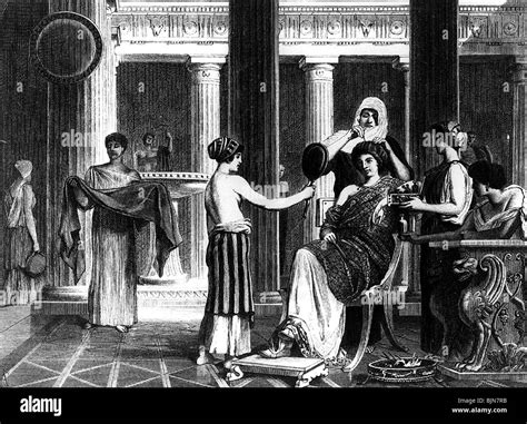 Antike Kosmetik Römische Frau Während Der Morgentoilette 19 Jahrhundert Historische