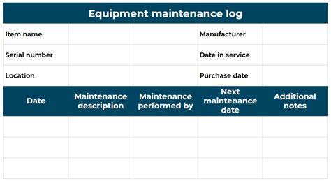 Maintenance Log ~ Ms Excel Templates