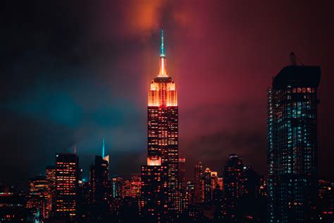 Wallpaper Empire State Building New York City Night Cityscape
