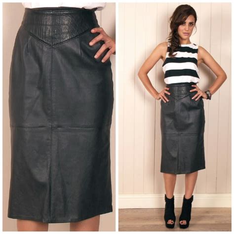 Skirt Leather Leather Skirt Pencil Skirt Midi Skirt Black Black