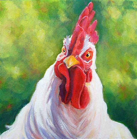 Funny Animal Art Acrylic Rooster Painting Farm Animal Art