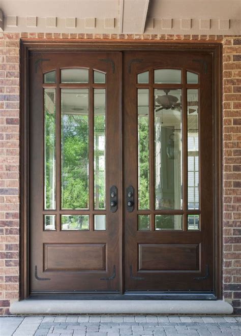 68 Double French Knotty Alder Arch 9 Lite Entry Door Exterior Doors