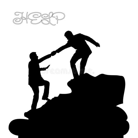 Silhouette Of Two People Metaphor Help Support Friendship O Stock