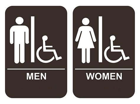 Mens And Womens Handicap Restroom Sign Set Ada Compliant Tactile