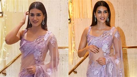 In Manish Malhotra S Outfit Kriti Sanon Demonstrates How To Glam Up A Traditional Sheer Saree