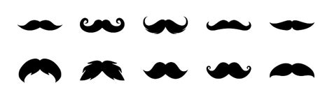 Moustache Vector Icon Set Whisker Icons Flat Black Moustache Icon