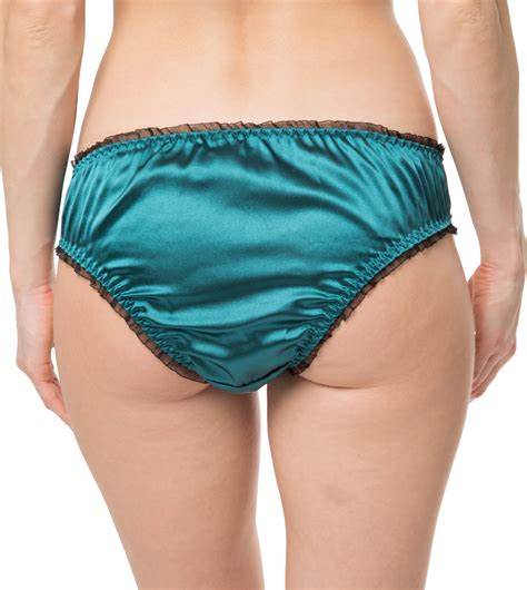 Teal Green Satin Frilly Sissy Panties Bikini Knicker Underwear Briefs