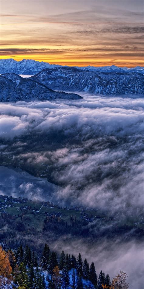 1080x2160 Austria Cloud Horizon Landscape Mountain Nature Panorama