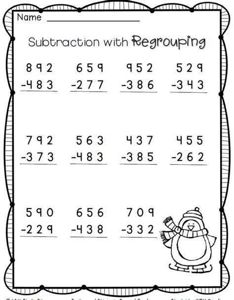 3 Digit By 2 Digit Subtraction With Regrouping Worksheets