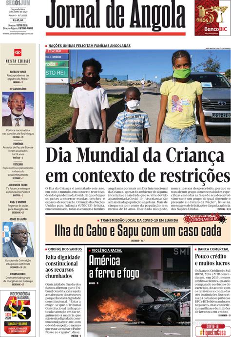 Capa Jornal De Angola De 2020 06 01