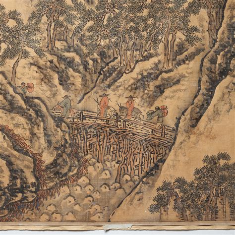 A Chinese Hanging Scroll Ink And Color In Silk Signed Shen Zhou 1427
