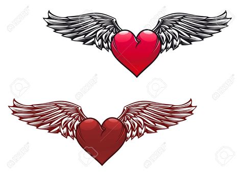Retro Heart With Wings For Tattoo Design Royalty Free Cliparts