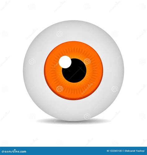 Realistic Vector Illustration Icon 3d Round Image Orange Eyeball
