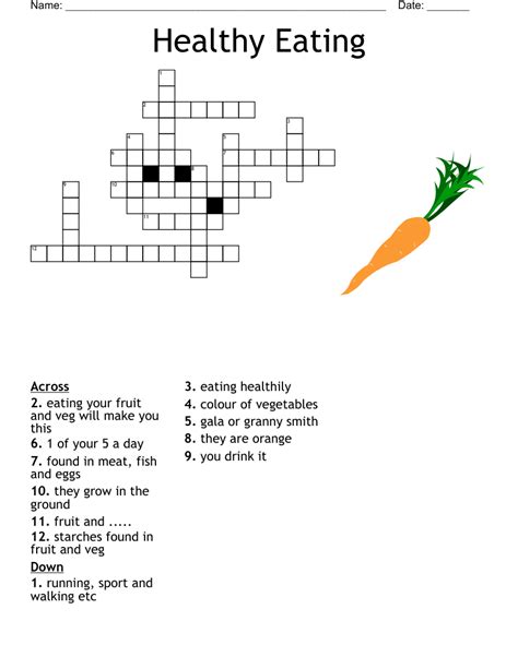 Healthy Eating Crossword Wordmint