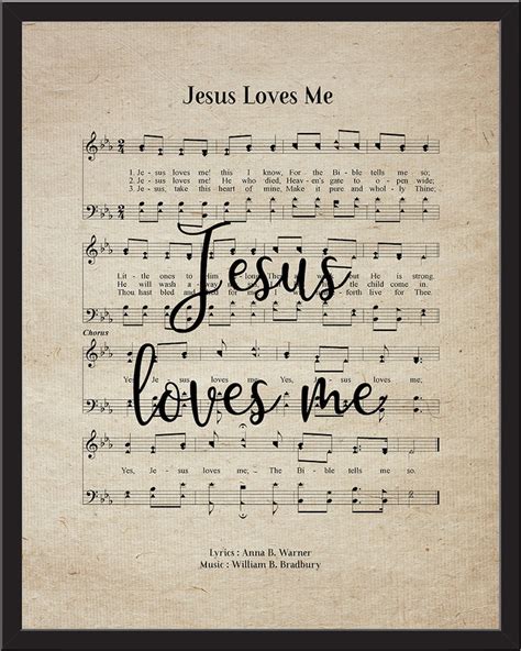 Jesus Loves Me Vintage Hymn Wall Art Print Biblical Sheet Etsy