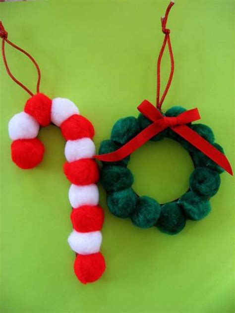 Diy candy cane christmas decorations | polymer clay ornaments. Candy Cane And Wreath Pom Pom Ornaments Pictures, Photos ...