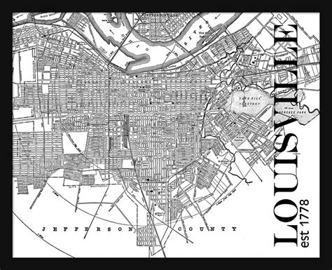 Louisville City Map Louisville Street Map Vintage Tite Map Etsy