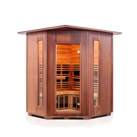 Enlighten Saunas Rustic 4 Person Corner Indooroutdoor Full Spectrum