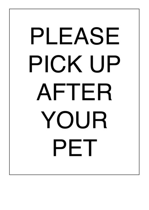Pick Up After Your Pet Printable Pdf Download