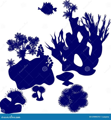 Silhouette Of Coral Reef Stock Vector Illustration Of Fish 67890570