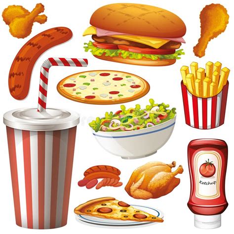 Set Of Isolated Objects Theme Fastfood Stock Vector Illustration Of