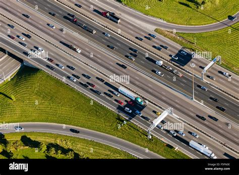 Stock Image Aerial View Of A Small Section Of A Busy Multi Lane Highway
