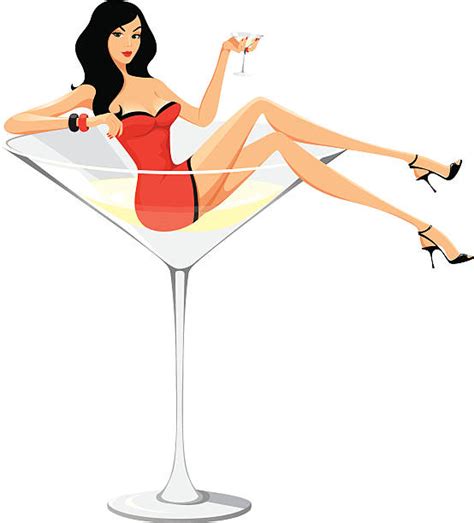 Pin Up Girl In Martini Glass Clip Art Illustrations Royalty Free