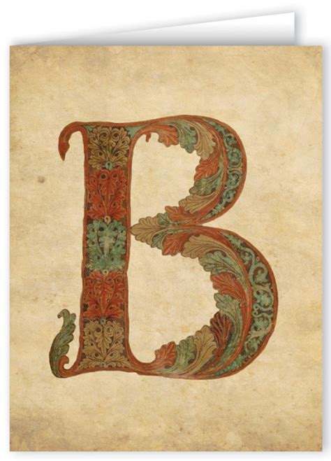 Letter B Illuminated Manuscript Note Card
