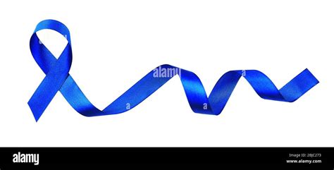 Colon Cancer Awareness Concept Blue Ribbon Isolated On White Stock