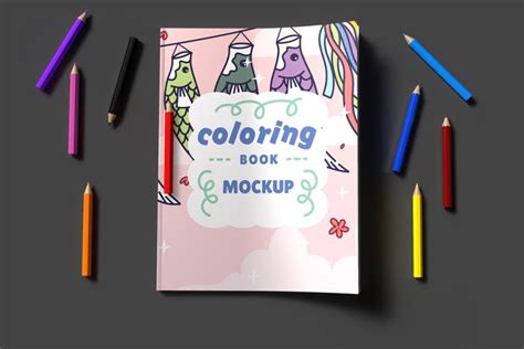 Educational Coloring Book Mockup Book Cover Mockup Psd