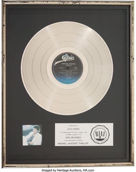 Michael Jackson Thriller Riaa Platinum Record Sales Award Epic Qe