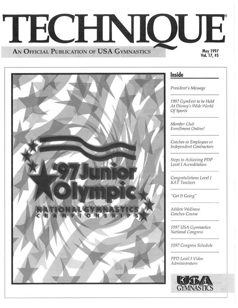 Technique Magazine May 1997 By Usa Gymnastics Issuu