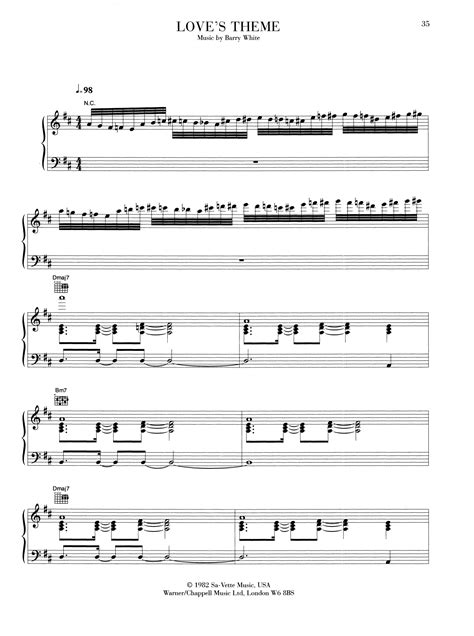 Loves Theme Sheet Music Barry White Piano Vocal And Guitar Chords