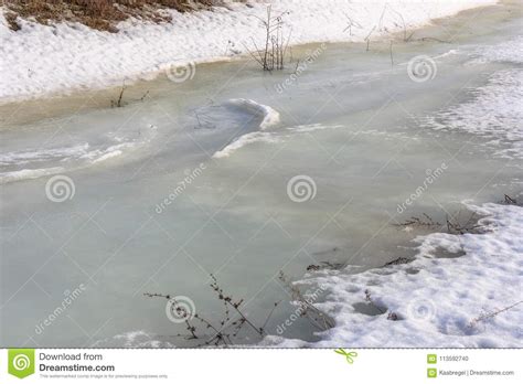 Spring Melting Snow And Ice Spring Thaw Spring Stream Flows From The