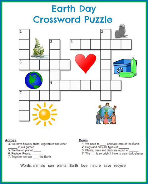Crossword Puzzles For 1st Graders