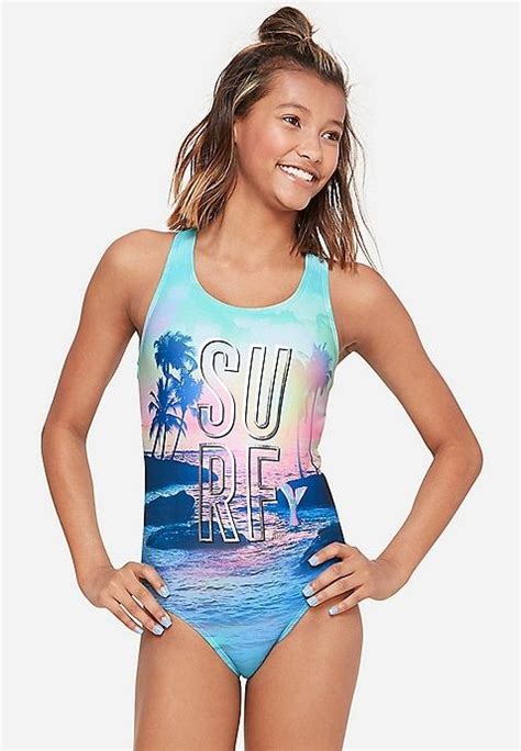 Surf Sunset One Piece Justice Teens Swimwear Girls Bathing Suits
